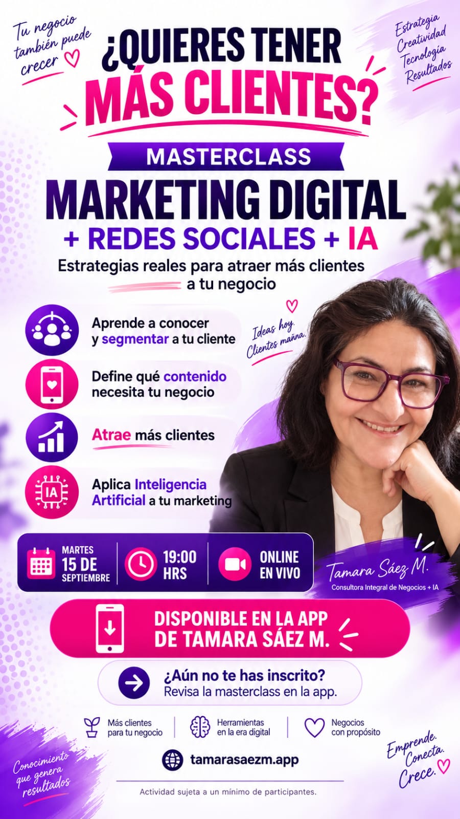 Flyer promocional: Marketing Digital + Redes Sociales + IA